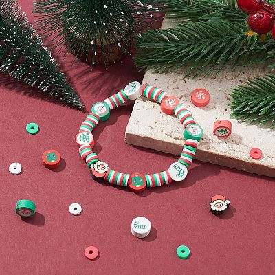 9 Style Christmas Handmade Polymer Clay Beads CLAY-YW0001-91-1