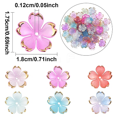120Pcs 6 Colors Acrylic Bead Caps OACR-YW0002-32-1