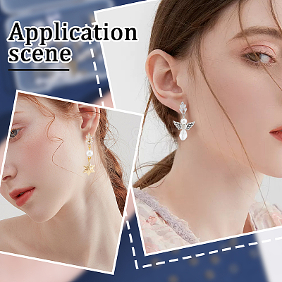 8 Pairs 2 Color Flower Shape Brass Cubic Zirconia Stud Earring Findings KK-CN0003-21-1