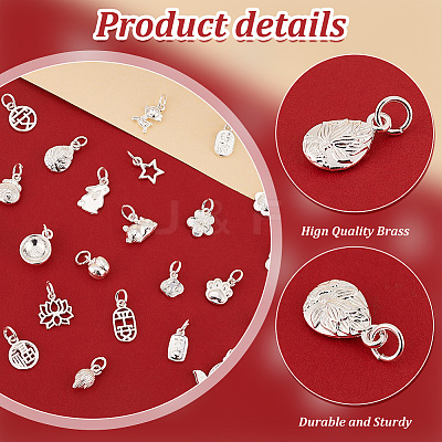 24Pcs 24 Styles Brass Charms FIND-PH0020-24-1