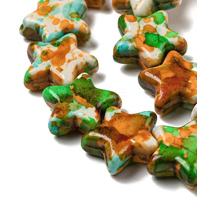 Spray Painted Synthetic Turquoise Beads Strands G-E617-A04-02-1