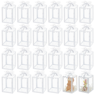 Folding Heart Print Transparent PVC Gift Packing Boxes CON-WH0085-192A-02-1