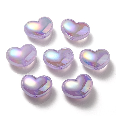UV Plating Rainbow Iridescent Imitation Jelly Acrylic Beads X-OACR-C007-08A-1