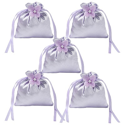 Satin Cloth Drawstring Pouches with Flower ST-CJ0048-001D-1