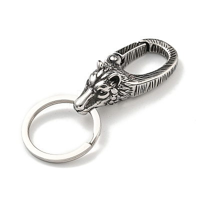 Tibetan Style 316 Surgical Stainless Steel Fittings with 304 Stainless Steel Key Ring FIND-Q101-09AS-05-1