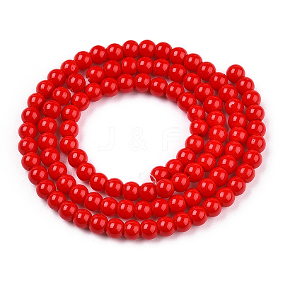 Opaque Solid Color Glass Beads Strands GLAA-T032-P4mm-04-1