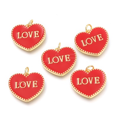 Brass Enamel Pendants KK-B027-03G-B-1
