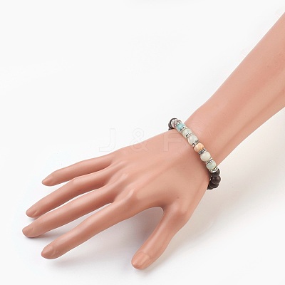 Natural Flower Amazonite Stretch Bracelets BJEW-JB03824-04-1