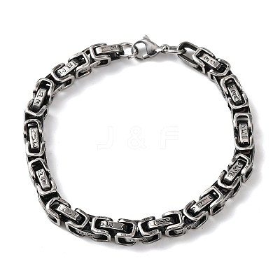 201 Stainless Steel Byzantine Chains Bracelets for Women Men BJEW-F529-02AS-1