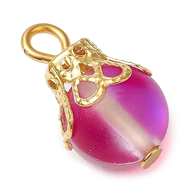Synthetic Moonstone Round Pendants PALLOY-JF03133-01-1