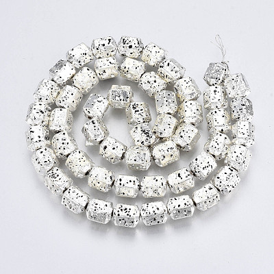 Electroplated Natural Lava Rock Beads Strands G-T114-65S-1