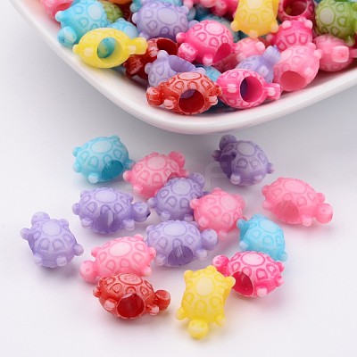 Large Hole Opaque Craft Style Acrylic Tortoise European Beads X-SACR-R697-M64-1