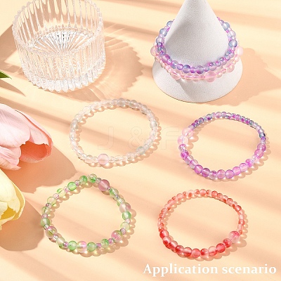 150Pcs 3 Styles Frosted Spray Painted Glass Beads Strands GLAA-YW0004-34A-1