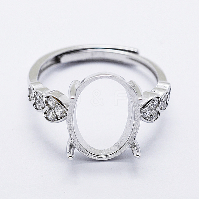 Anti-Tarnish Rhodium Plated 925 Sterling Silver Finger Ring Components STER-G027-04P-1