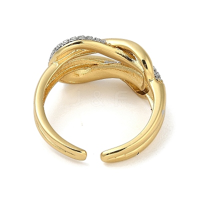 Rack Plating Brass Micro Pave Cubic Zirconia Cuff Finger Rings for Women RJEW-C114-16G-G-1