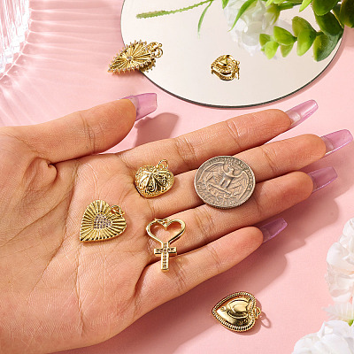 6Pcs 6 Styles Brass Pendants KK-TA0002-23-1