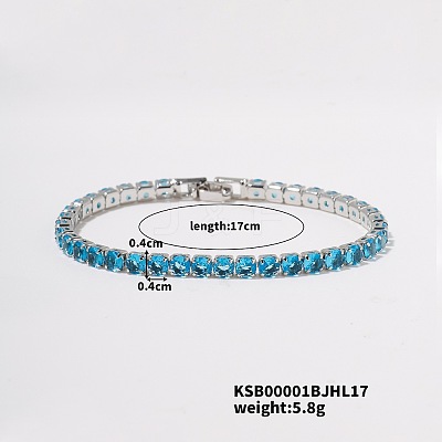 Brass Cubic Zirconia Chain Bracelets UE0226-2-1