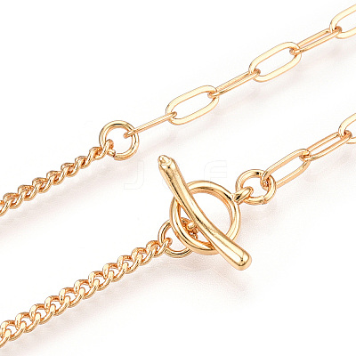 Brass Twist Chain & Paperclip Chain Necklaces NJEW-N054-11KCG-1