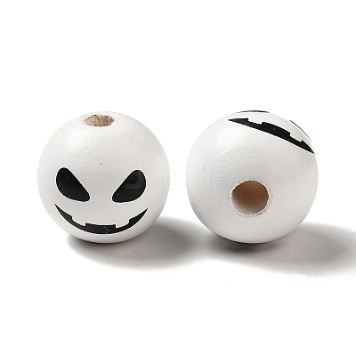 Printed Round Wood European Beads X1-WOOD-M006-02-1