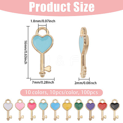 100Pcs 10 Colors Alloy Enamel Pendants ENAM-CA0001-94-1