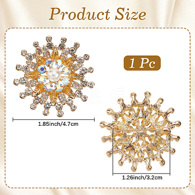 Flower Alloy Rhinestone Brooches for Backpack Clothes JEWB-WH20011-02A-1