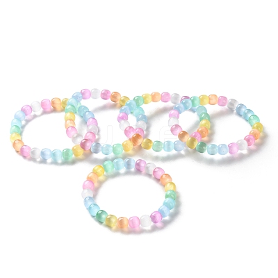 Dyed Natural Selenite Round Beaded Stretch Bracelets for Women BJEW-G731-01A-1