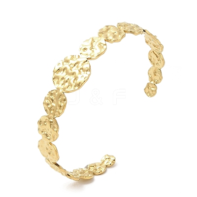 Ion Plating(IP) 304 Stainless Steel Round Open Cuff Bangles BJEW-L682-018G-1