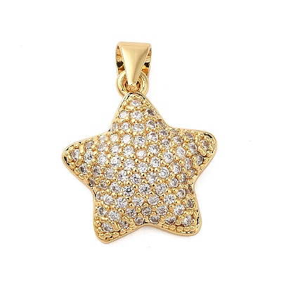 Brass Micro Pave Cubic Zirconia Pendants X-KK-A228-03G-1