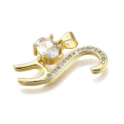 Rack Plating Brass Micro Pave Cubic Zirconia Pendants KK-K401-72G-1