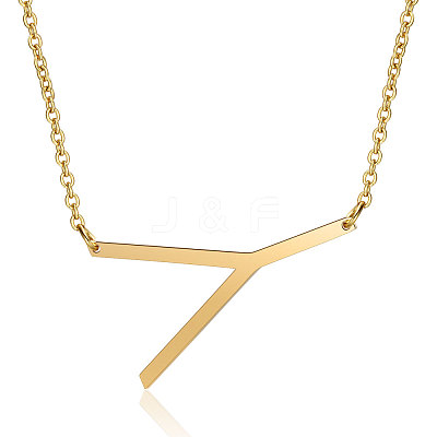 201 Stainless Steel Initial Pendants Necklaces NJEW-S069-JN004D-Y-1