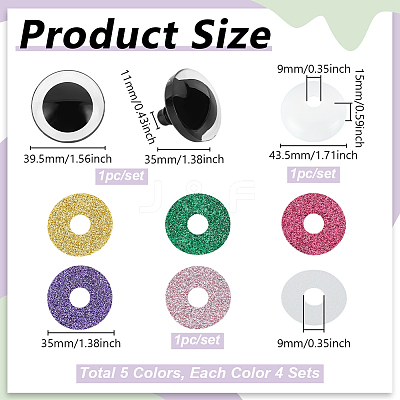 20 Sets 5 Colors ABS Plastic Safety Craft Eye DIY-GA0002-76-1