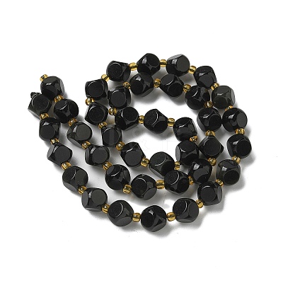 Natural Black Onyx(Dyed & Heated) Beads Strands G-K387-A03-02-1