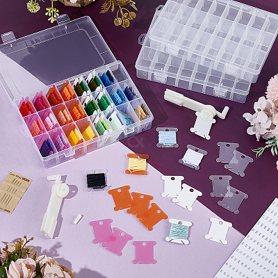Plastic Manual Embroidery Floss Bobbin Winder & Thread Winding Boards Sets DIY-TW0001-03-1