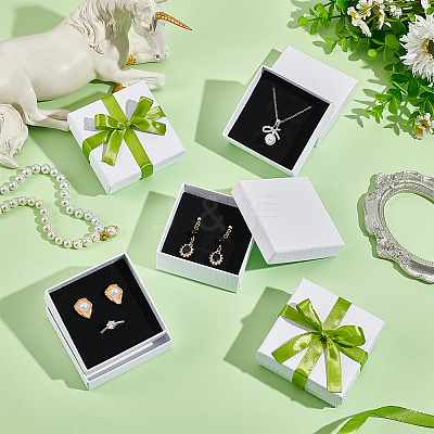 Square Kraft Paper Necklace Earring Storage Gift Boxes CON-WH0095-88B-1