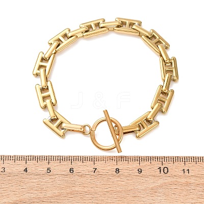 304 Stainless Steel H Link Chain Bracelets with OT Clasps SA-CBAC0E7-01G-1