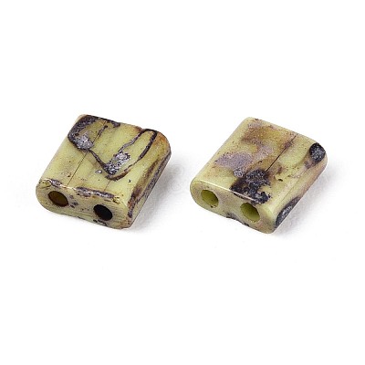 2-Hole Baking Paint Glass Seed Beads SEED-N009-03G-1