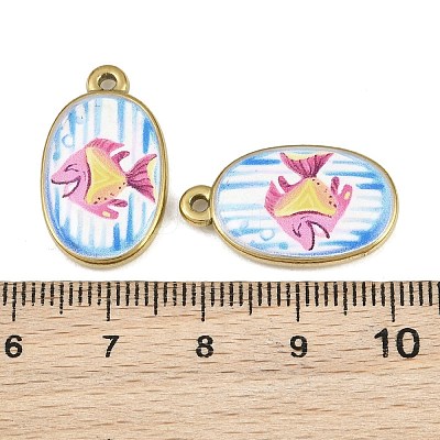Printed 304 Stainless Steel Enamel Pendants SA-CBA1ED9-22G-01-1