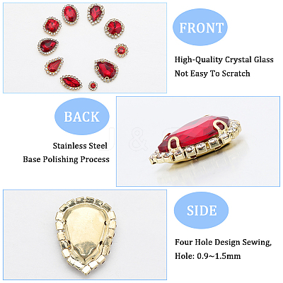 100Pcs 10 Style Flower/Horse Eye/Teardrop Sew on Rhinestone RGLA-GF0001-14B-1