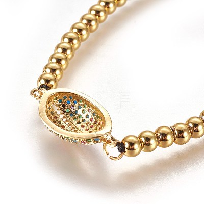 Adjustable Brass Micro Pave Cubic Zirconia Beaded Bracelets BJEW-L652-13G-1