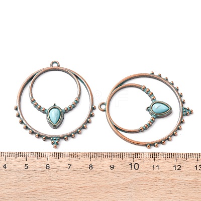 Alloy with Synthetic Turquoise Pendants FIND-B055-01D-1