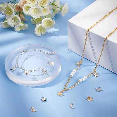 12Pcs 6 Style Rack Plating Brass Micro Pave Clear Cubic Zirconia Charms KK-BC0009-92-1