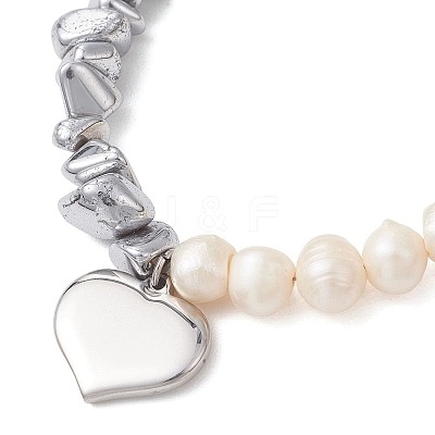 304 Stainless Steel Heart Charm Bracelets BJEW-JB13361-01-1