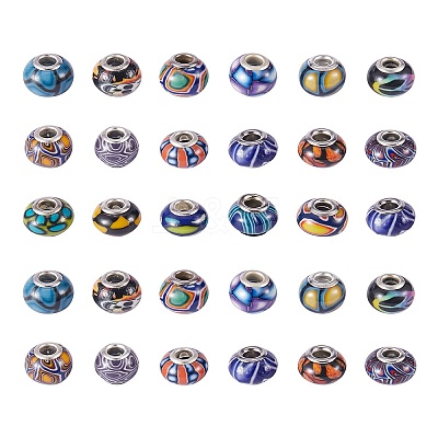 34Pcs 17 Colors Handmade Polymer Clay European Beads CLAY-SZ0001-52-1