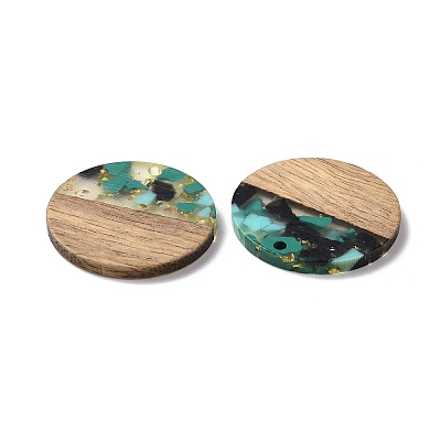 Transparent Resin & Walnut Wood Pendants RESI-N025-045C-1