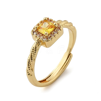 Brass Micro Pave Cubic Zirconia Finger Rings for Women RJEW-U049-04G-1