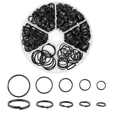373Pcs 5 Styles Iron Split Key Rings IFIN-PH0001-93-1