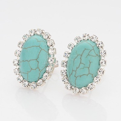 Trendy Synthetic Turquoise Pendant Necklaces and Ear Studs Jewelry Sets SJEW-JS00848-1