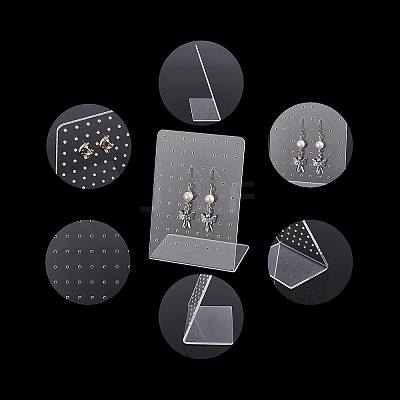 L Shaped Organic Glass Earring Display Stands ODIS-PH0001-51-WH-1