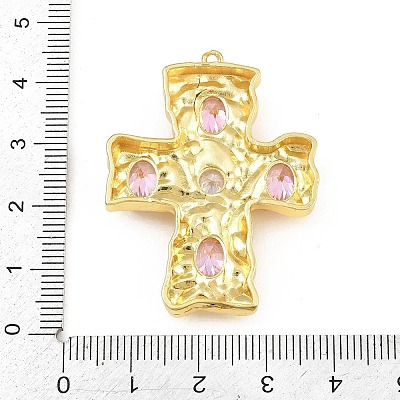 Brass Micro Pave Pink Cubic Zirconia Pendants CU-CBAD306-06G-1