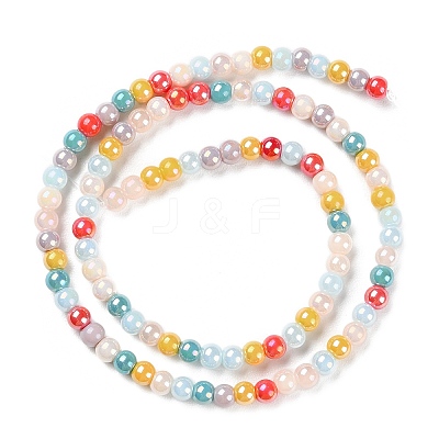 Opaque Electroplate Glass Beads Strands X-GLAA-P056-4mm-A01-1